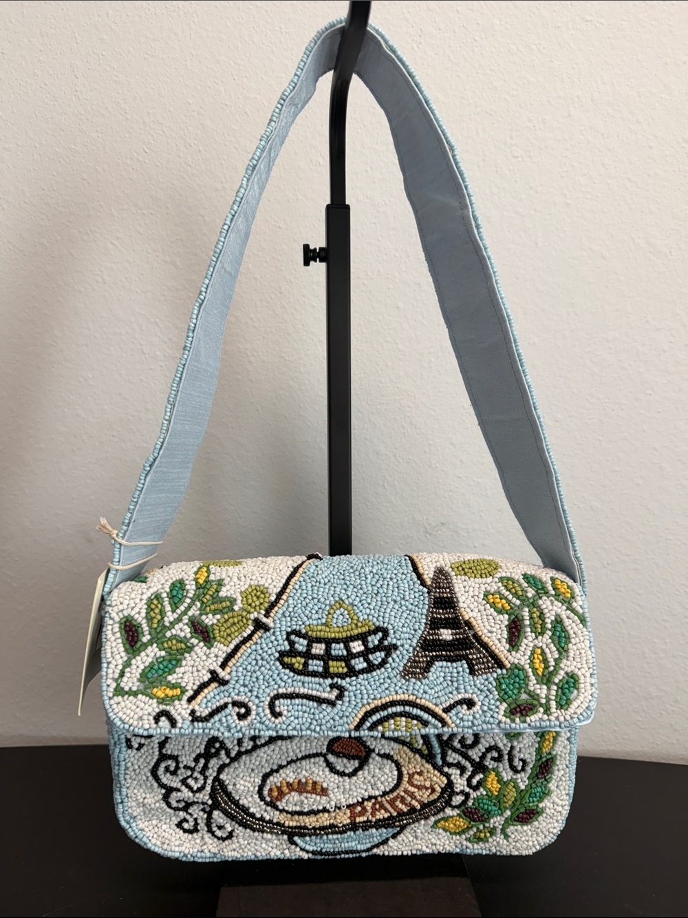 Sol & Mer | Summer In Paris Sky Blue Beaded Shoulder Bag